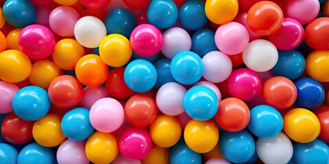 Obraz premium Many colors plastic balls background. Kids playground decoration scene