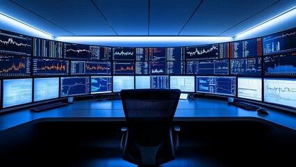 Wall of data, a symphony of screens, keeping an eye on the market's every beat.