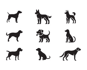 Obraz premium Dog silhouette set on white background
