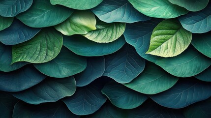 Obraz premium Vibrant layers of green leaves creating a soothing natural tapestry in a serene environment