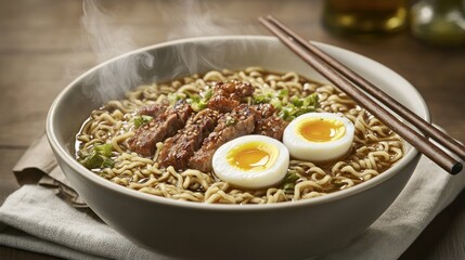 Delicious japanese ramen with chashu pork in a cozy restaurant setting a culinary delight for food lovers