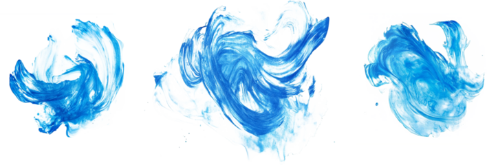 blue paint brush strokes in watercolor isolated on white