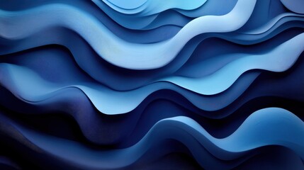 Flowing waves in tranquil shades of blue capture the essence of calm and serenity in an abstract ocean design