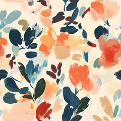 Obraz premium Abstract floral seamless pattern. Bright colors, gouache painting. hand drawn
