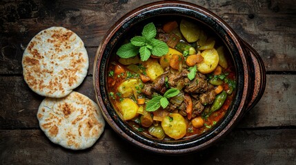 Savoring traditional moroccan tagine with slow-cooked lamb morocco food rustic kitchen culinary art