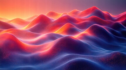 Obraz premium Vibrant waves of color dance across the horizon at twilight, creating a surreal landscape of hills and valleys