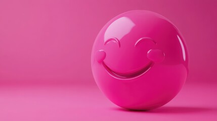 Obraz premium Positive feedback and satisfaction concept Happy smiley face on pink background representing excellent customer experience and mental well-being