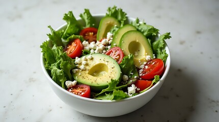 Fresh and Vibrant Salad with Avocado, Tomatoes, and Feta, Generative AI
