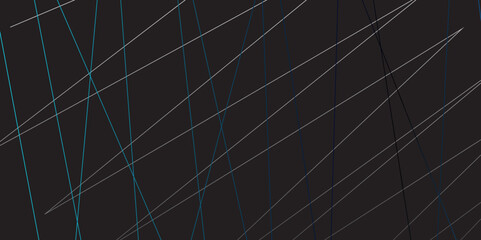 Random chaotic lines abstract geometric pattern. vector texture 3d illustration. Black abstract background with blue diagonal lines and shadows. technology, banner, frame, vintage, art, illustration.