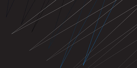 Random chaotic lines abstract geometric pattern. vector texture 3d illustration. Black abstract background with blue diagonal lines and shadows. technology, banner, frame, vintage, art, illustration.