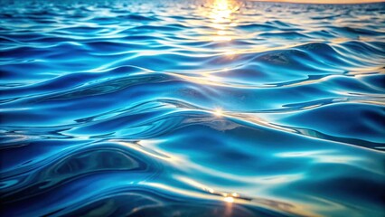 The gentle sway of ocean waves, shimmering with the sun's reflection, creating a mesmerizing pattern of blue and gold