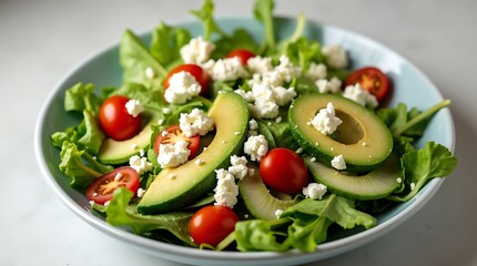 Fresh and Vibrant Salad with Avocado, Tomatoes, and Feta, Generative AI