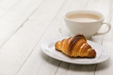 croissant and cafe au lait. French breakfast