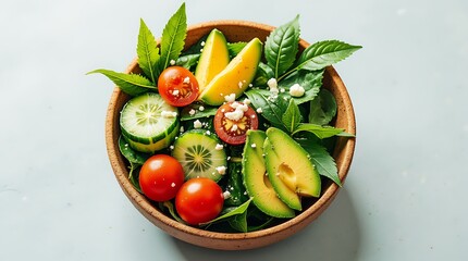 Fresh and Vibrant Salad with Avocado, Tomatoes, and Feta, Generative AI