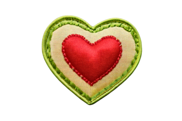 Green bordered heart with a vibrant red center on transparent background.