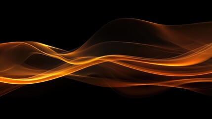 Dynamic fluid flames in flowing waves on a black background illustrating heat energy and motion in vibrant orange and gold hues