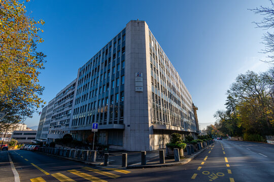 Gen&egrave;ve, Suisse - 16 novembre 2024: Vue ext&eacute;rieure du Centre du Commerce International (CCI ou ITC), agence conjointe de l&rsquo;Organisation mondiale du commerce et de l'Organisation des Nations unies