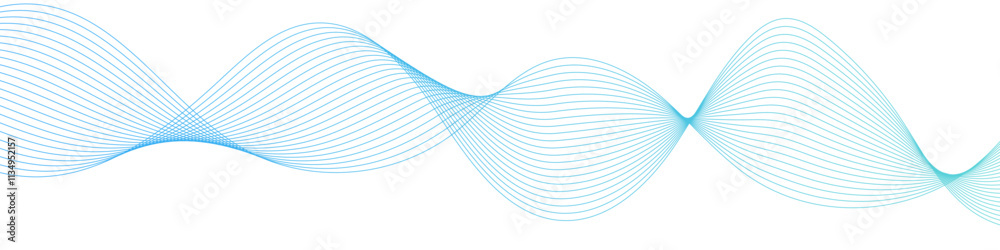 Aufkleber Technology Abstract wave flowing lines isolated on white background. Blue and pastel wave background. Data transmission technology and sound wave.	