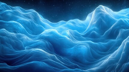 Obraz premium Mysterious blue waves rolling under a starry night sky, creating an enchanting ocean landscape full of depth and motion