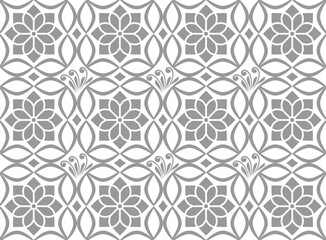 Wallpaper in Baroque style, damask. A seamless vector background. Gray and white texture Floral ornament.