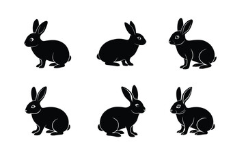 A set of rabbit silhouette vector illustration