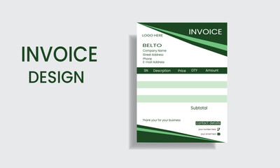 Invoice minimal design template. Bill form business invoice