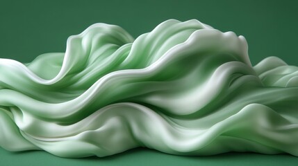 Fototapeta premium Soft green waves ripple and swirl gracefully, creating a soothing visual experience that captivates