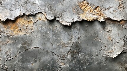 A close-up view of an aged concrete wall showcasing deep cracks and a rough texture