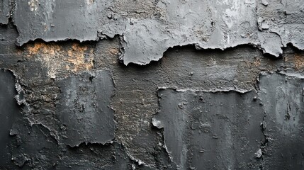Obraz premium Layered surfaces showcase the passage of time through peeling paint and textured gray tones