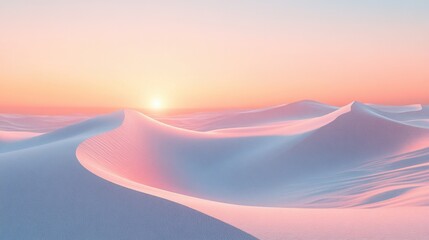 Serene sunset over majestic sand dunes in a tranquil desert landscape during twilight