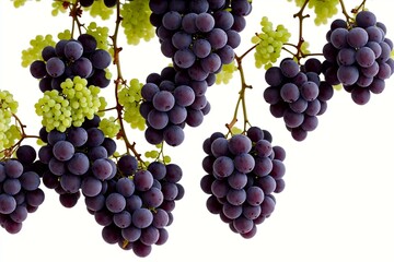 grapes on vine white background