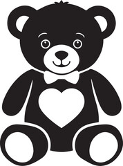 Obraz premium Teddy bear with a bow and love shape silhouette on a white background vector illustration.
