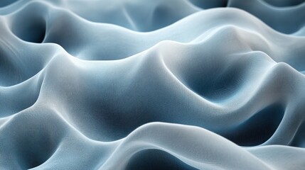 Obraz premium Wavy patterns of soft blue fabric flow gracefully, creating a calming, soothing visual effect