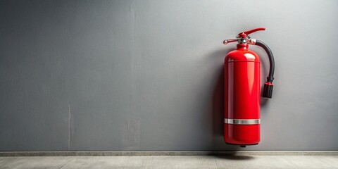 Obraz premium Fire Extinguisher on Industrial Wall: A Symbol of Emergency Preparedness and Workplace Safety, Emphasizing Readiness and Caution in an Industrial Environment