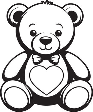 black and white teddy bear with heart clip art preview