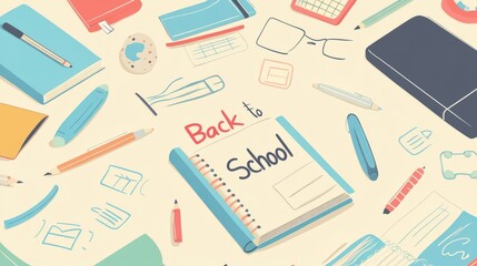 Happy Teachers Day. School backpack and open book on blackboard background with chalkdrawing dooles and lettering. Vector illustration.