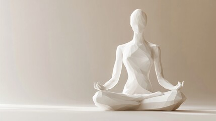 Fototapeta premium Low poly female in lotus pose, pale color.