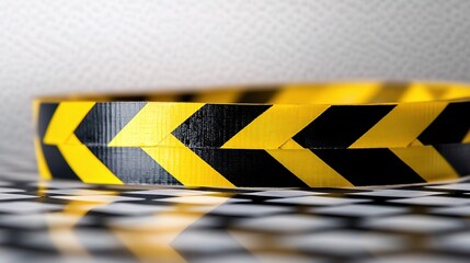Yellow and Black Caution Tape on Transparent Background Texture