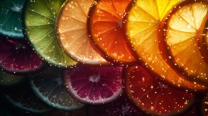 Vibrant Citrus Fruit Slices in Radiant Colors