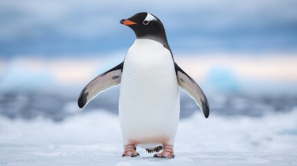 Obraz premium Penguin Waddling on Smooth Ice Surface