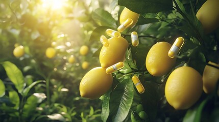 Vibrant Lemon Tree in Sunny Orchard