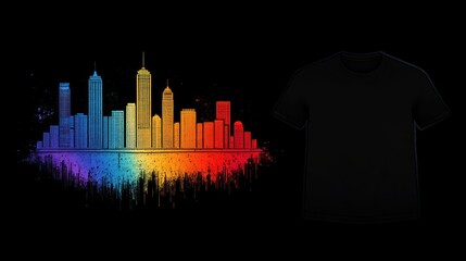 A colorful skyline silhouette captures artistic flair and urban vibes
