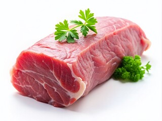 Fresh Raw Pork Tenderloin Isolated on a Clean White Background for Culinary Use, Perfect for Food Recipes and Cooking Illustrations, Ideal for Meat Preparations and Butchery Concepts