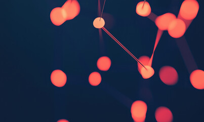 Abstract Network: Exploring Connectivity and Futuristic Technology through Neon Nodes in a Digital Landscape