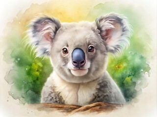 Obraz premium Adorable Watercolor Koala Illustration with Soft Natural Texture in Isolated Perspective for Creative Projects