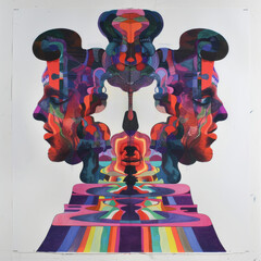 Rorschach hypnagogic maximalism faces Tattoo idea sketch