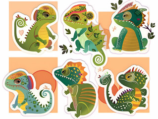 Obraz premium Colorful Chameleons: A Playful Exploration of Nature’s Masters of Disguise