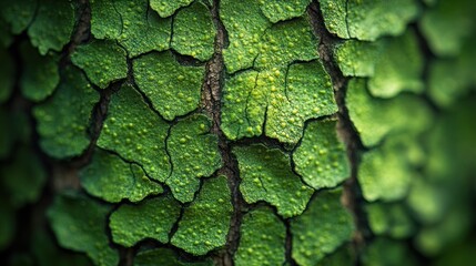 Obraz premium Intricate Green Lichen Texture on Bark: A Close-Up Macro Photograph of Nature's Abstract Art