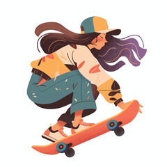 Vector design of a skateboarding girl in vector format for motion graphics
