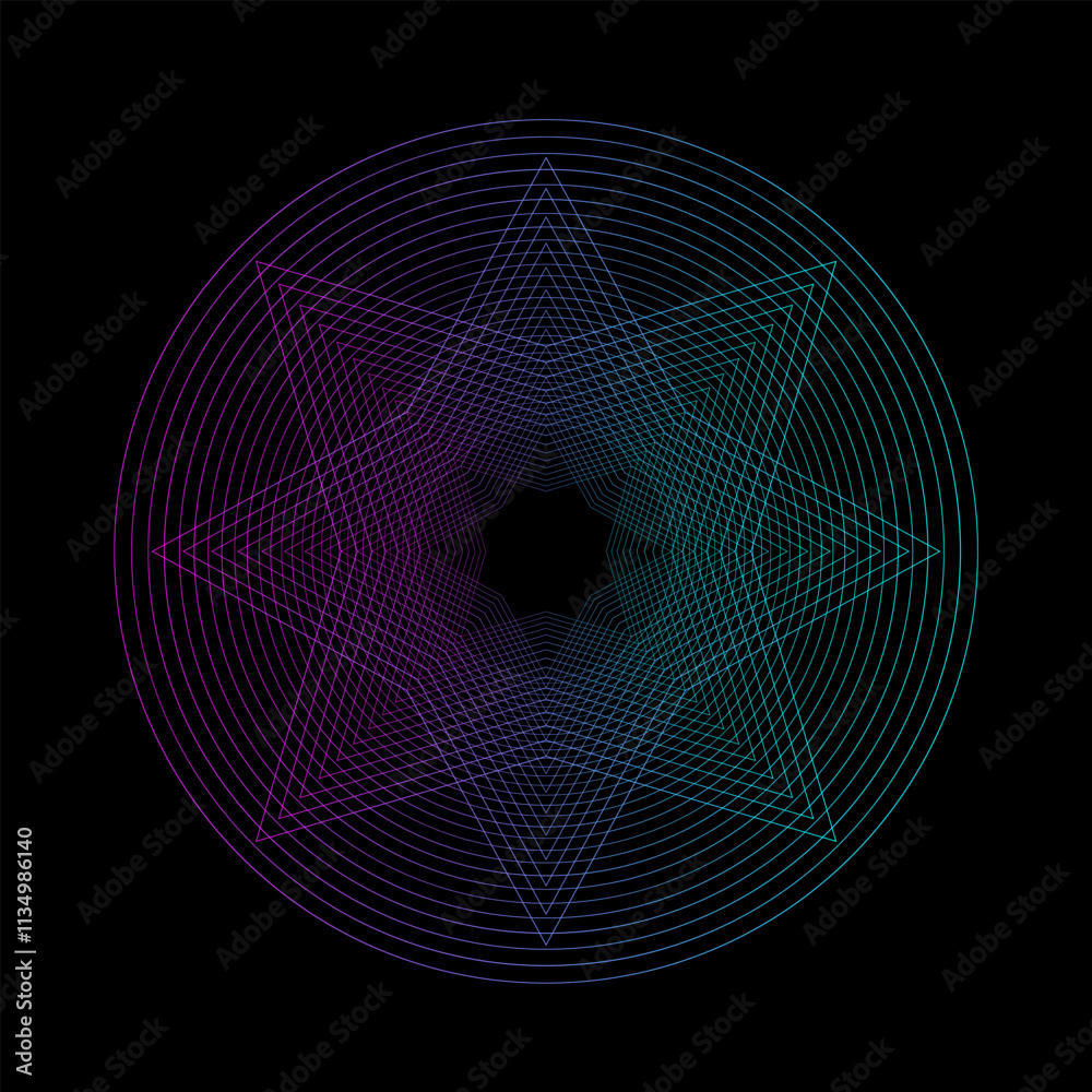 Wall mural spirograph abstract element on a black background